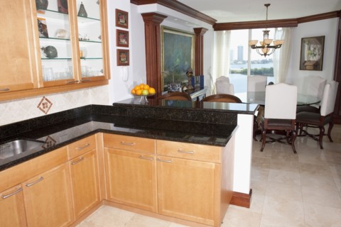Countertops and cabinets in modern kitchen