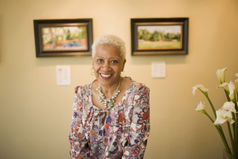 Black woman in gallery