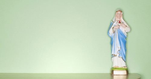 Religious figurine on counter top