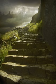 Stone steps on rural hillside