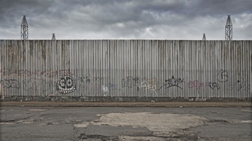 Graffiti on urban metal wall