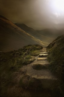 Stone steps on rural hillside