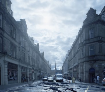 Cars driving on cracked urban pavement
