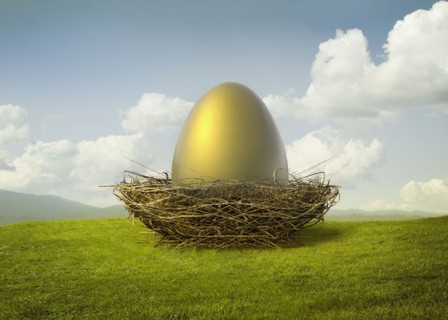 Golden egg in bird's nest