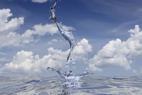 Water stream splashing into pool