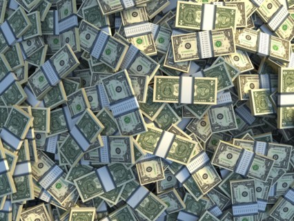 Bundles of one dollar bills