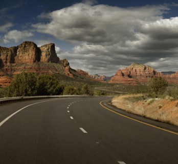 Road through rock formations