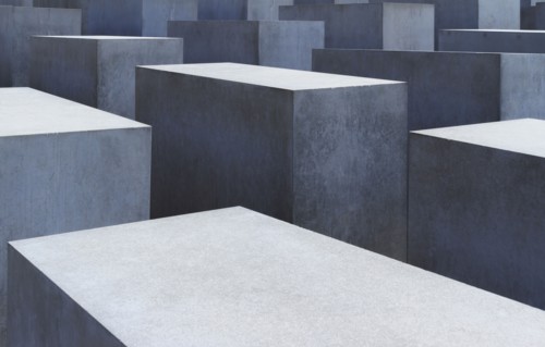 Detail view of industrial block sculpture