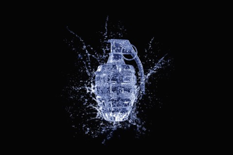Close up of grenade shattering