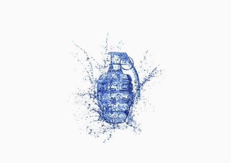 Close up of grenade shattering