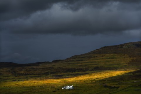 Aerial view of storm clouds over rural landscape