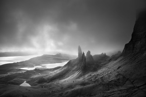 Rock formations in rural landscape