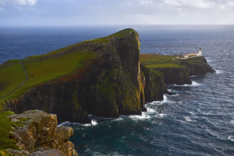 Aerial view of Neist Point cliffs