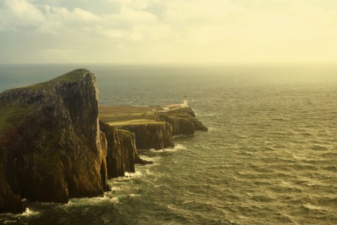 Aerial view of Neist Point cliffs