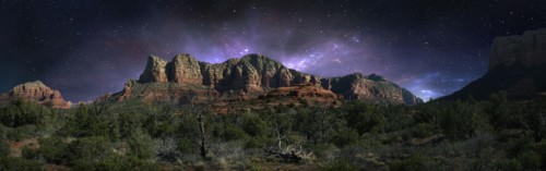 Desert landscape and night sky