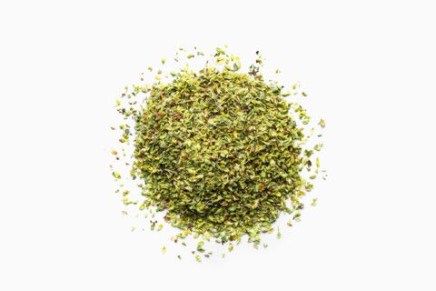 Pile of green flakes in shape of a circle