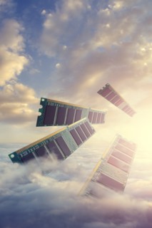 RAM modules floating above clouds