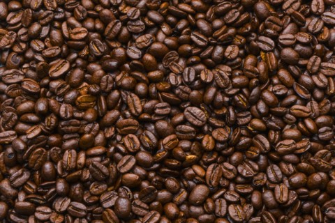 Pile of brown roasted coffee beans