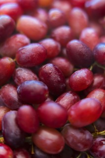 Pile of fresh wet purple grapes