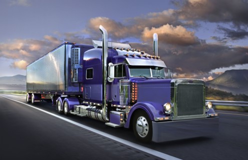 Semi-truck driving on highway