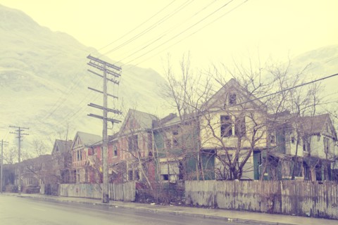 Dilapidated city neighborhood