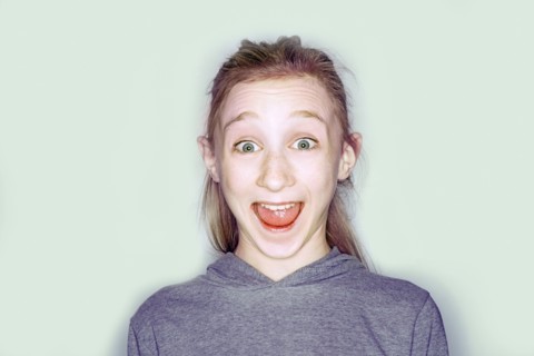 Portrait of happy Caucasian girl