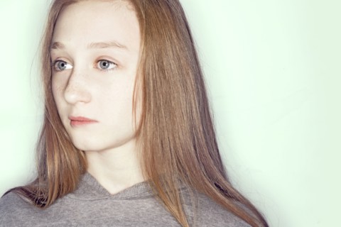 Portrait of serious Caucasian girl