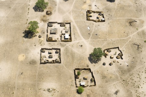 Aerial view of Spanish houses and fences