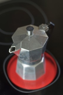 espresso maker on ceramic hob