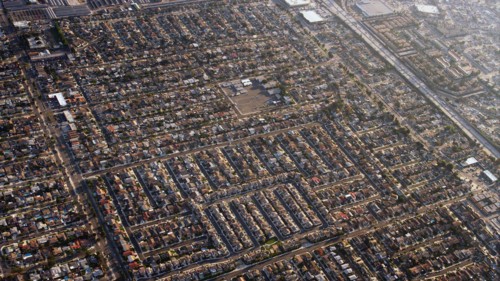 Aerial view of Los Angeles cityscape