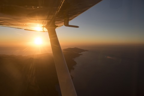 Airplane flying over Catalina Island