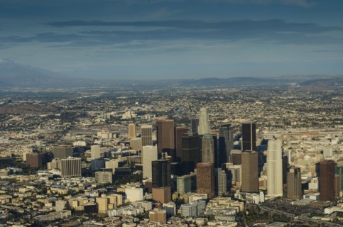 Aerial view of Los Angeles cityscape