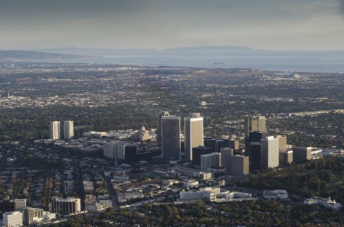 Aerial view of Los Angeles cityscape