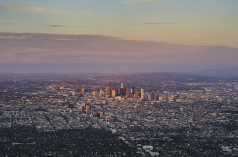 Aerial view of Los Angeles cityscape