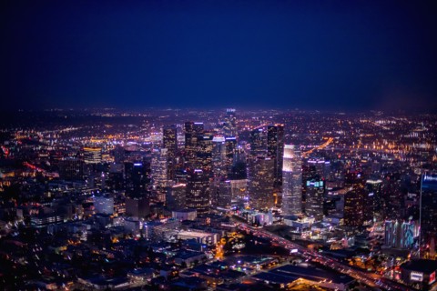 Aerial view of Los Angeles cityscape