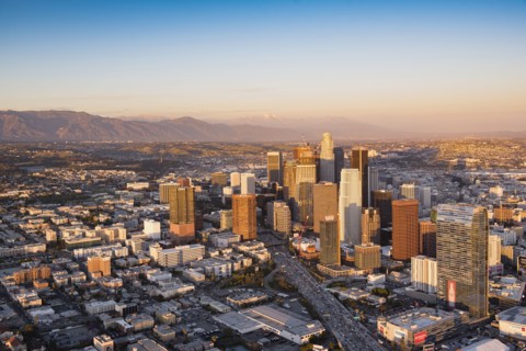 Aerial view of Los Angeles cityscape