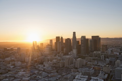 Aerial view of Los Angeles cityscape
