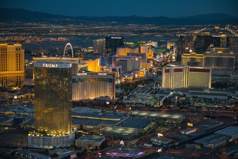 Aerial view of illuminated cityscape