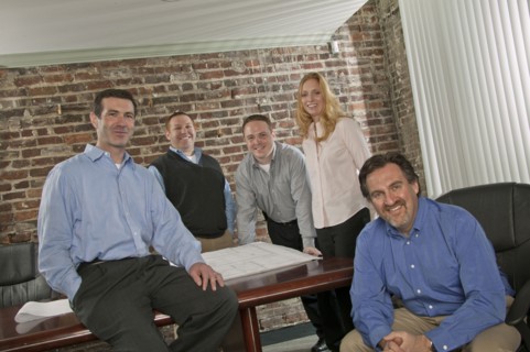 Business people smiling in office