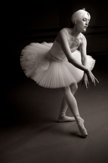 Caucasian ballet dancer wearing tutu