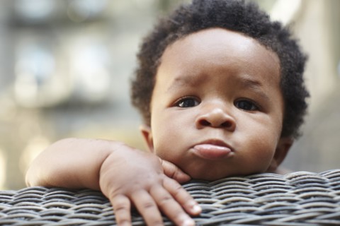 Pouting African American baby