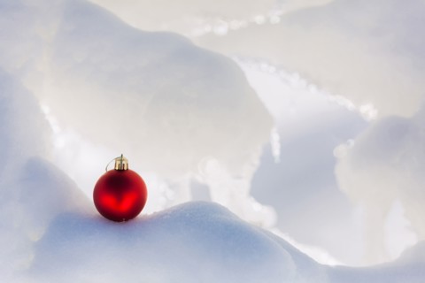 Christmas ornament on snow