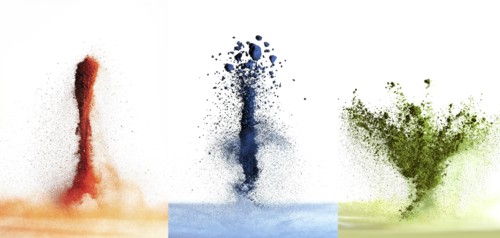 Variety of exploding pigment powders