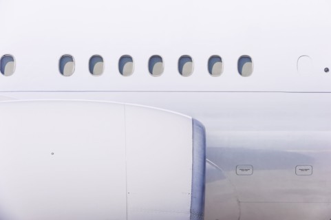 Engine and windows on airplane