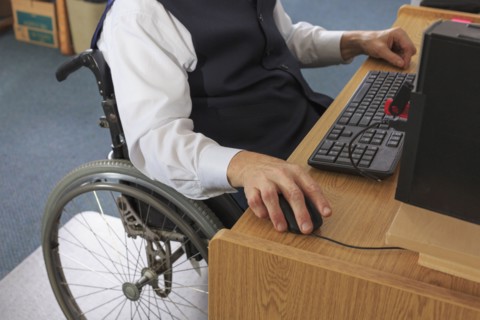 Caucasian businessman working at desk