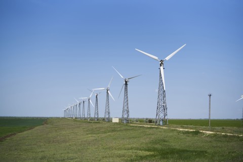 Row of wind turbines