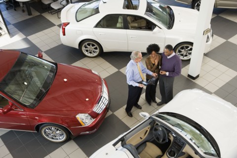 Couple buying a car
