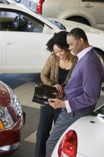 Couple buying a car