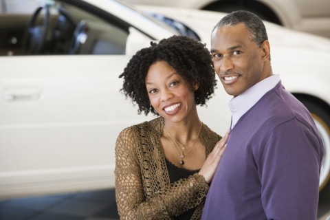 Couple smiling