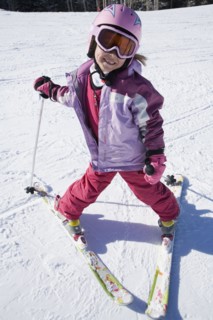 Asian girl on skis